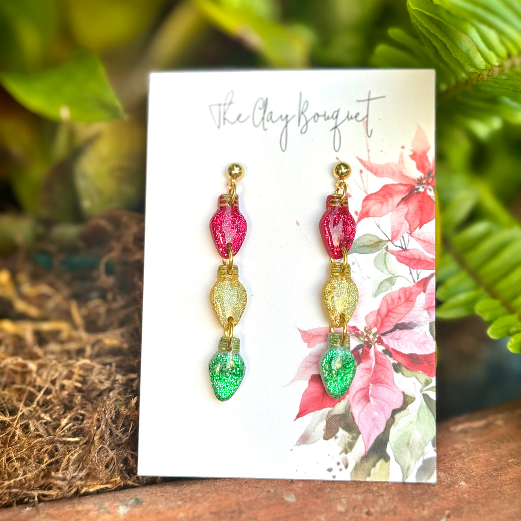 Clay - Christmas Lights dangle earrings