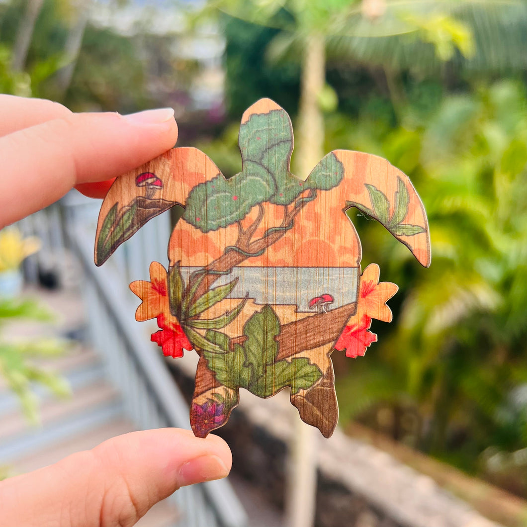 Bamboo sticker - Tropical Honu