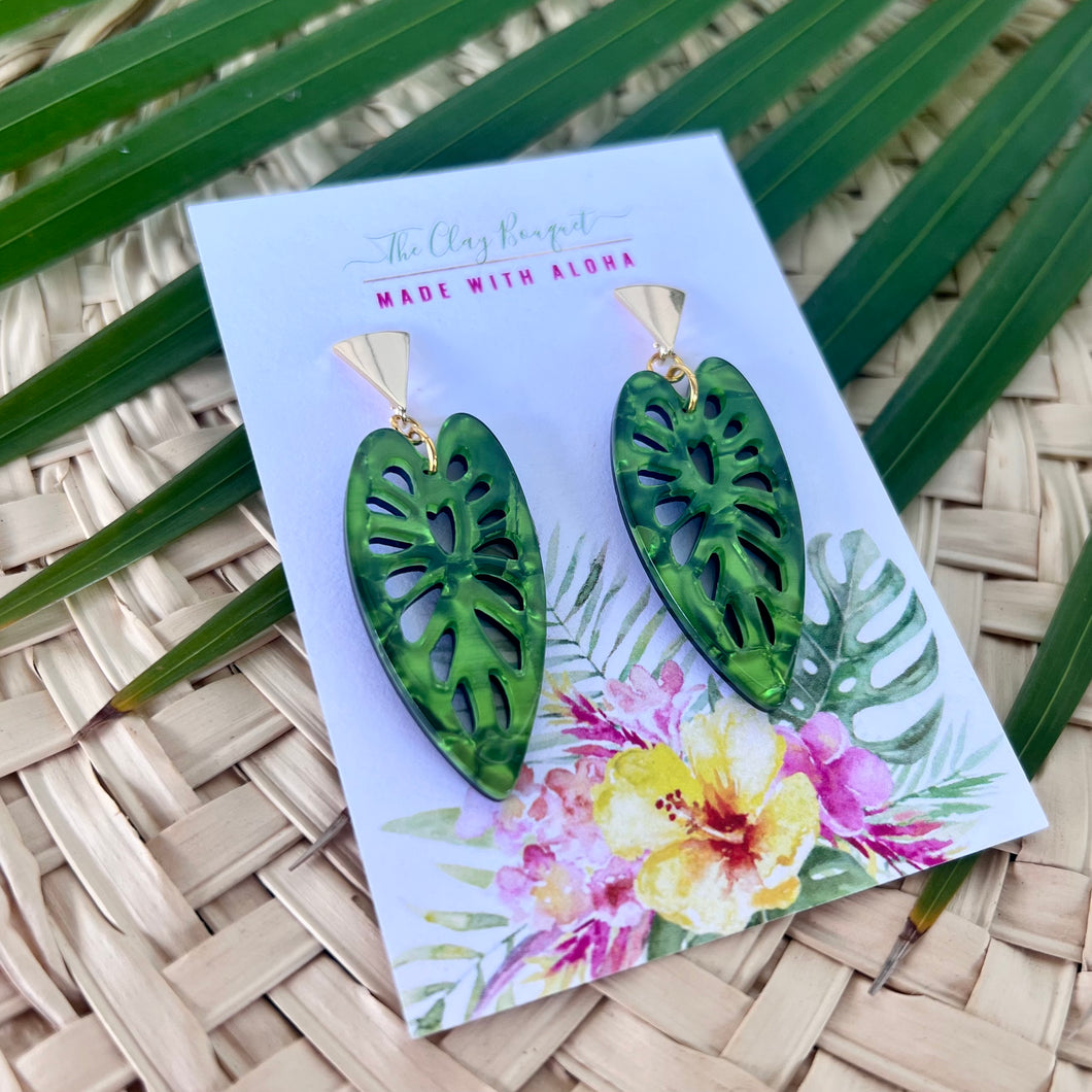 Tropical leaf earrings