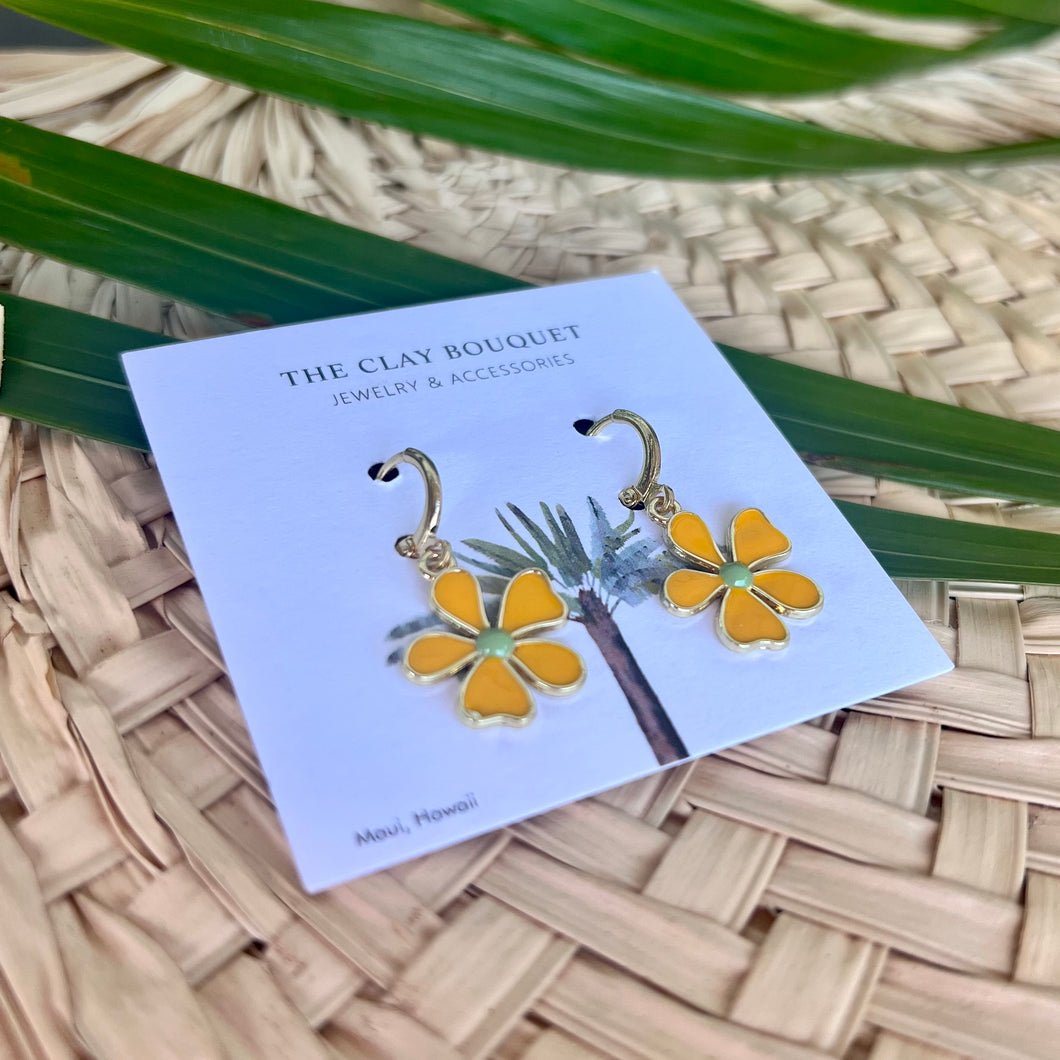 Yellow flower earrings