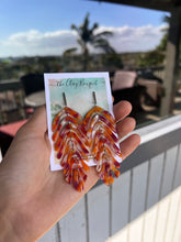 Load image into Gallery viewer, Long palm leaf earrings - Orange
