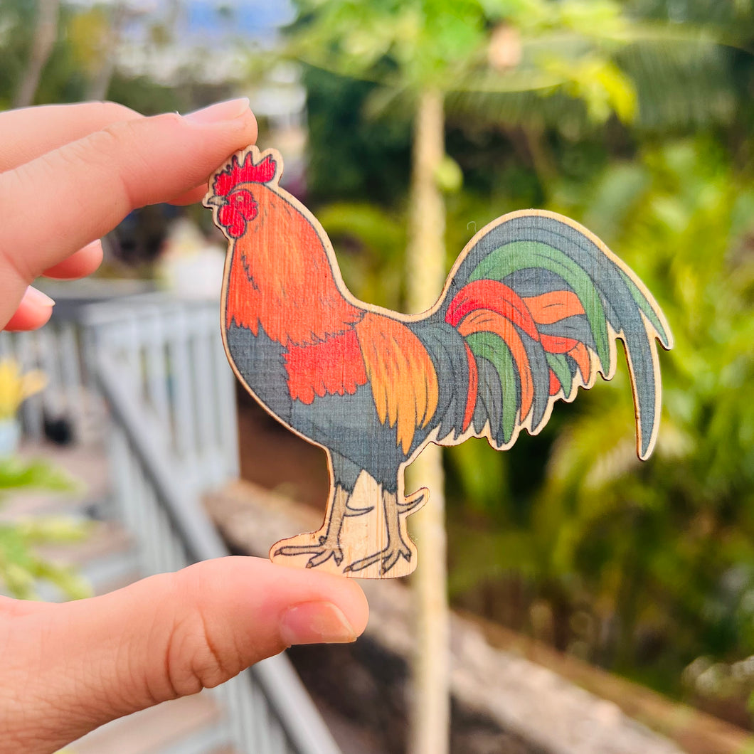 Bamboo sticker - Colorful rooster