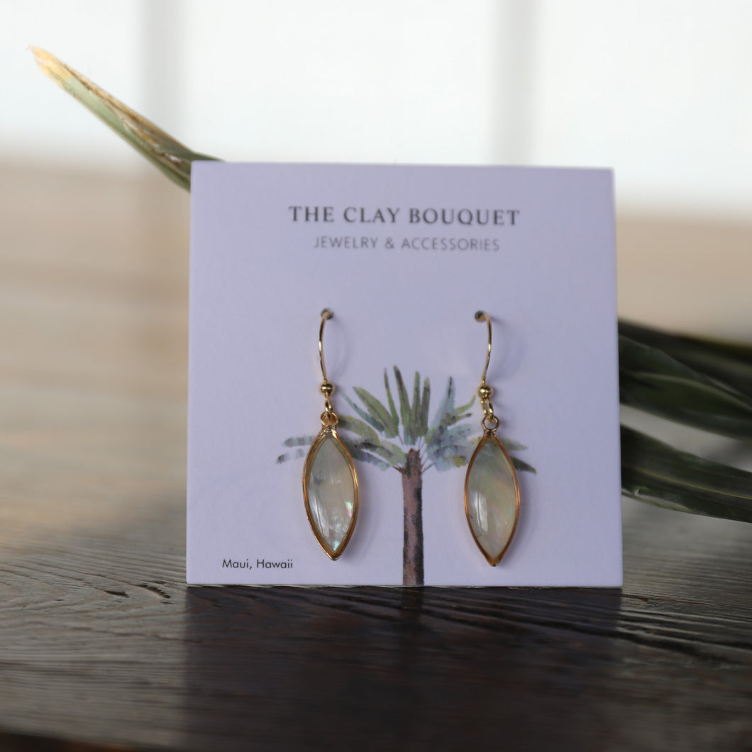 Mother of pearl elongated oval earrings