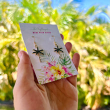 Load image into Gallery viewer, Gold CZ palm tree earrings
