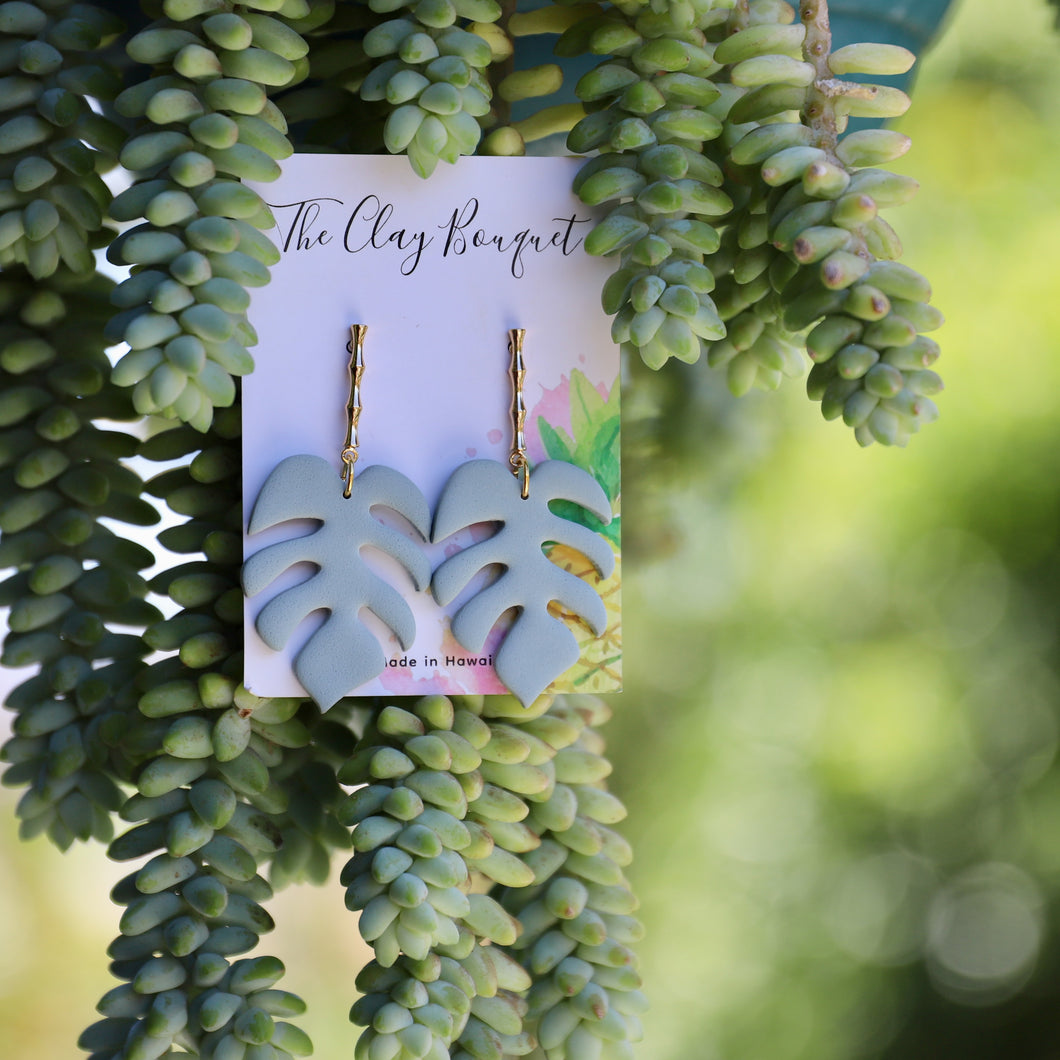 Clay - Monstera earrings