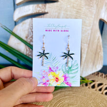 Load image into Gallery viewer, Gold CZ palm tree earrings
