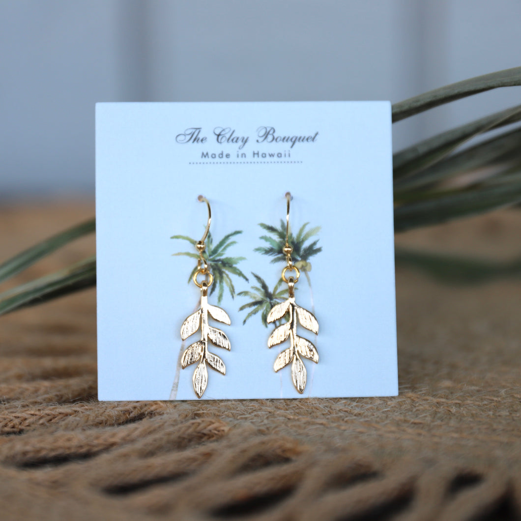 Gold heliconia earrings