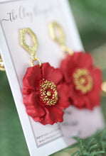 Load image into Gallery viewer, Clay - Red Poppy flower earrings
