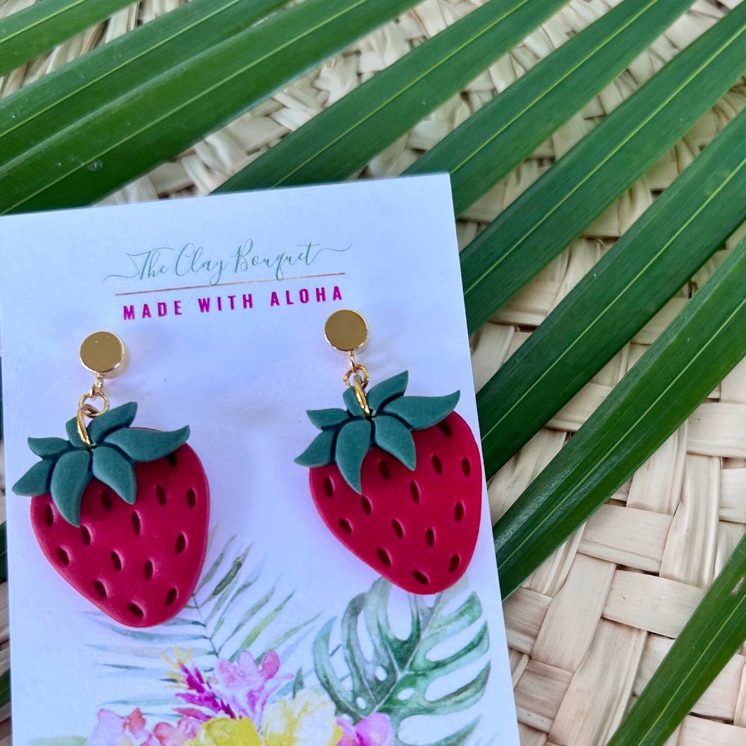 Clay - Strawberry earrings