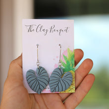 Load image into Gallery viewer, Clay - Philodendron leaf earrings
