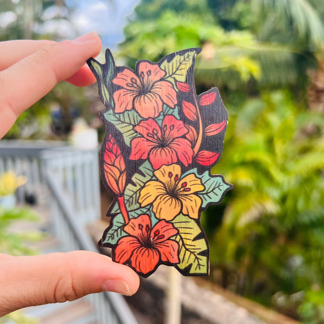 Bamboo sticker - Tropical hibiscus