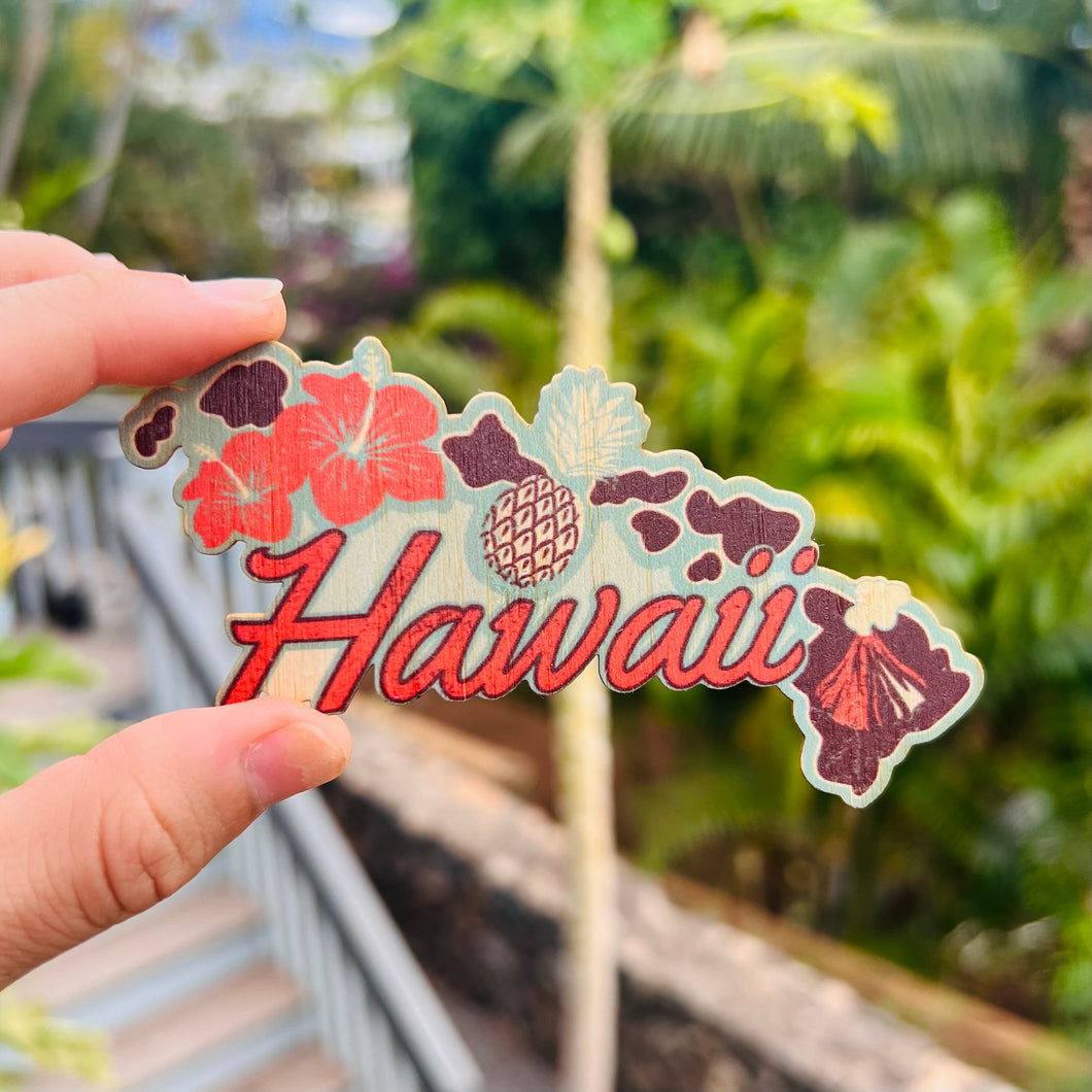 Bamboo sticker - Blue Hawaiian islands