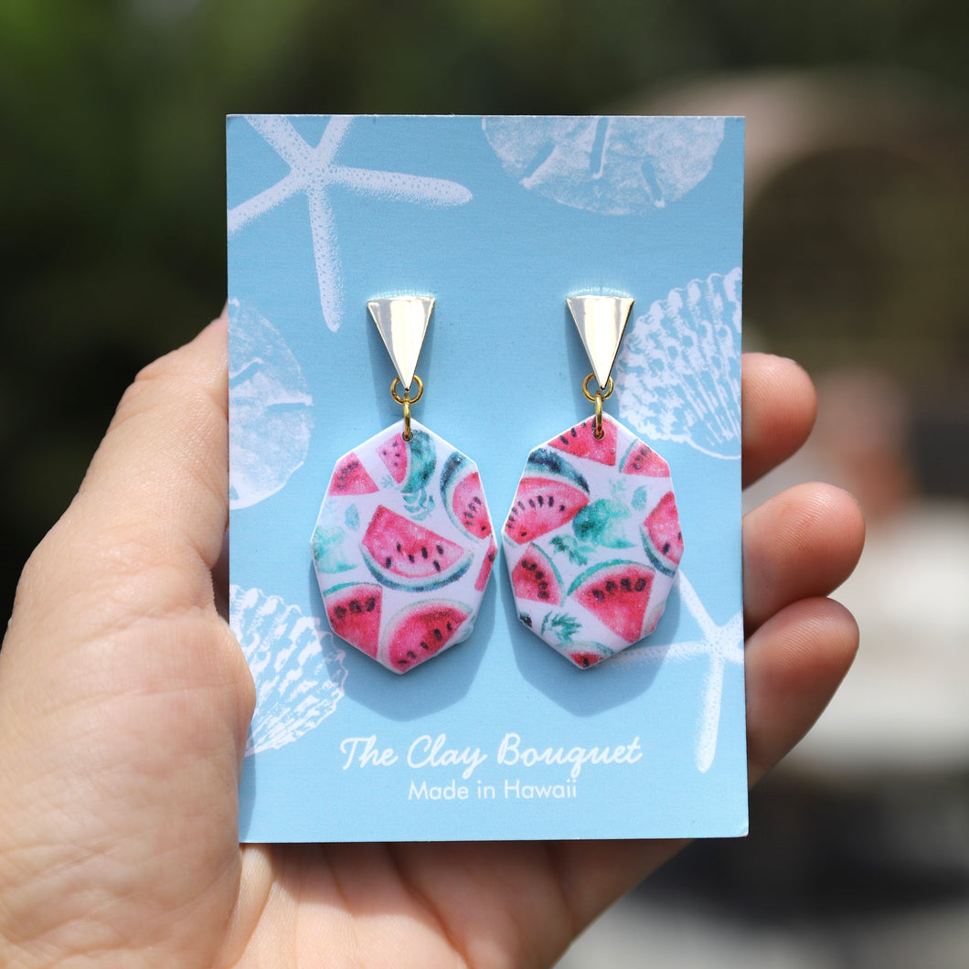 Clay - Watermelon earrings