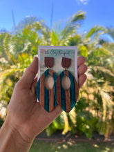 Load image into Gallery viewer, Oversized striped teardrop earrings - Teal
