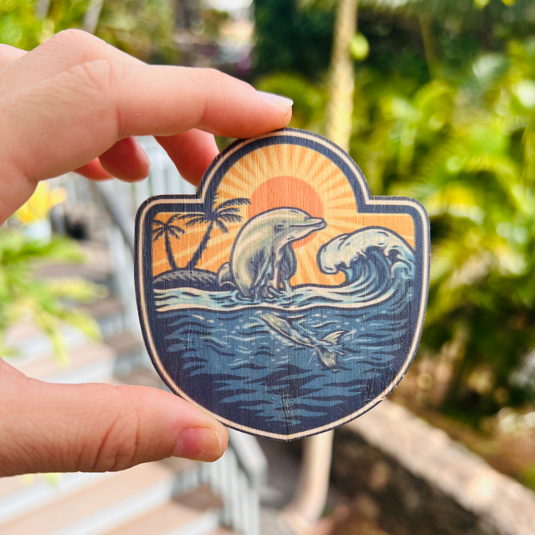 Bamboo sticker - Dolphin Sunset