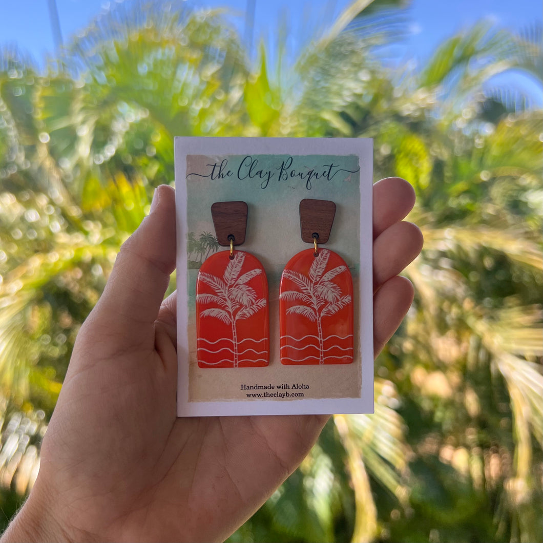 Orange arch with palm tree earrings