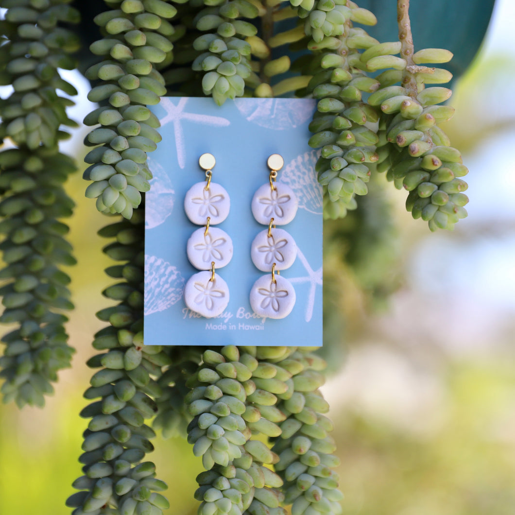 Clay - Triple sand dollar shells earrings