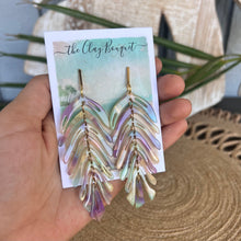 Load image into Gallery viewer, Long palm leaf earrings - Unicorn
