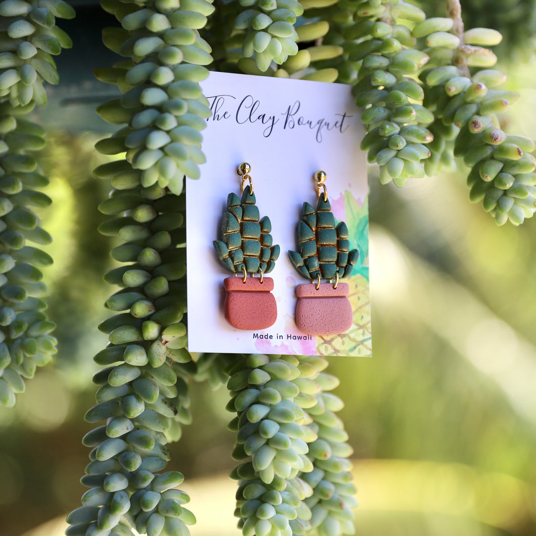 Clay - Snake plant earrings