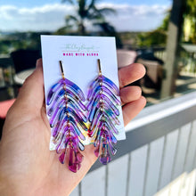 Load image into Gallery viewer, Long palm leaf earrings - Purple
