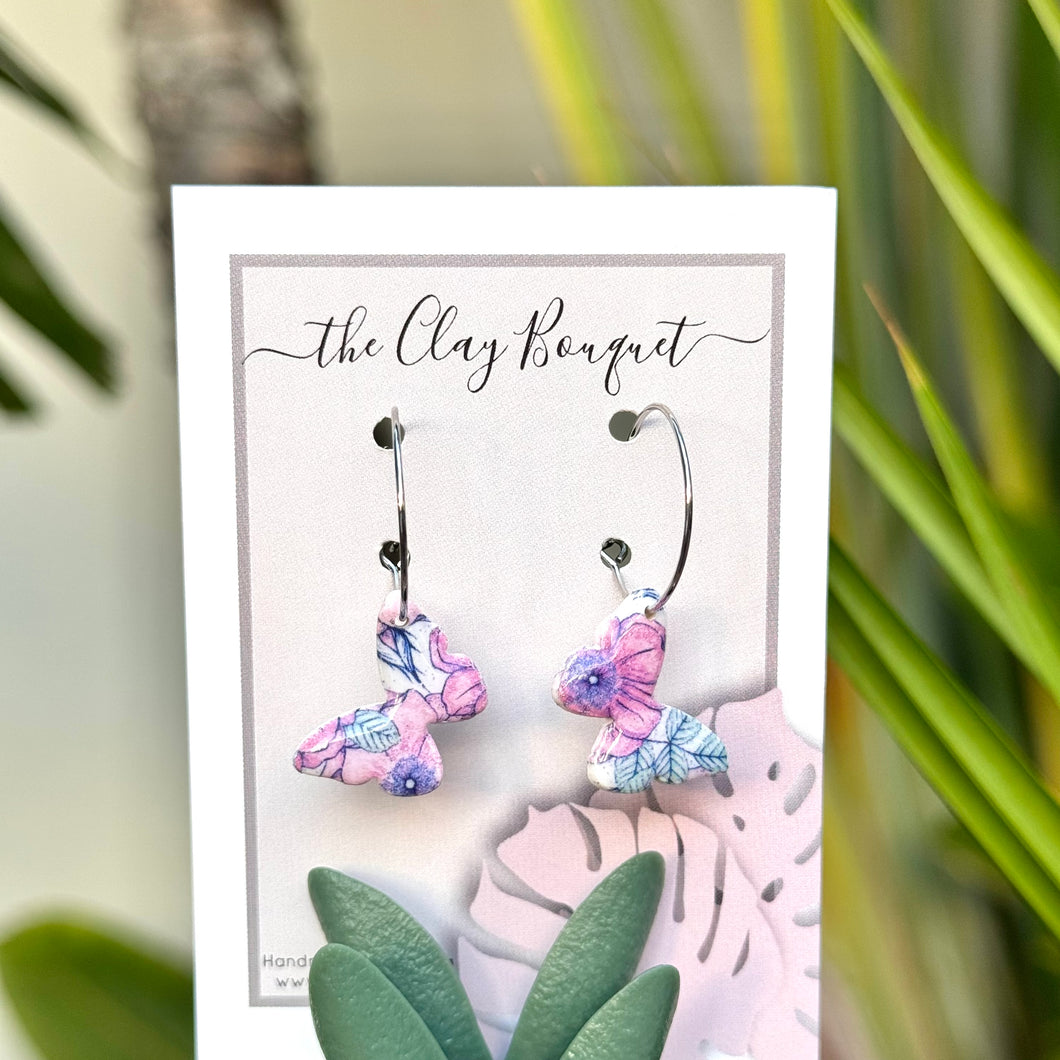 Clay - Romantic Garden butterfly earrings