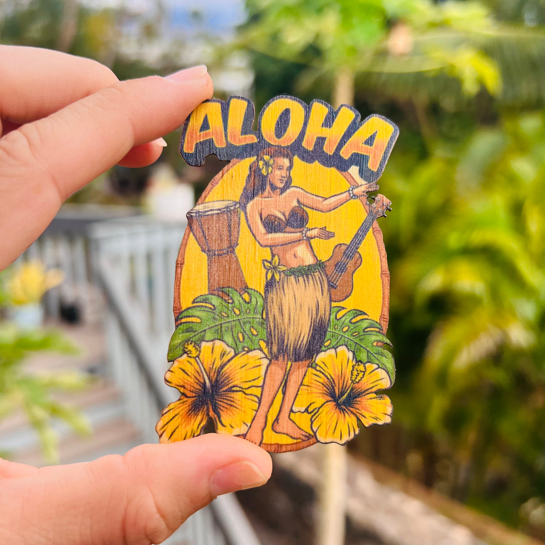 Bamboo sticker - Aloha Hula Girl