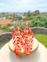 Load image into Gallery viewer, Long palm leaf earrings - Orange
