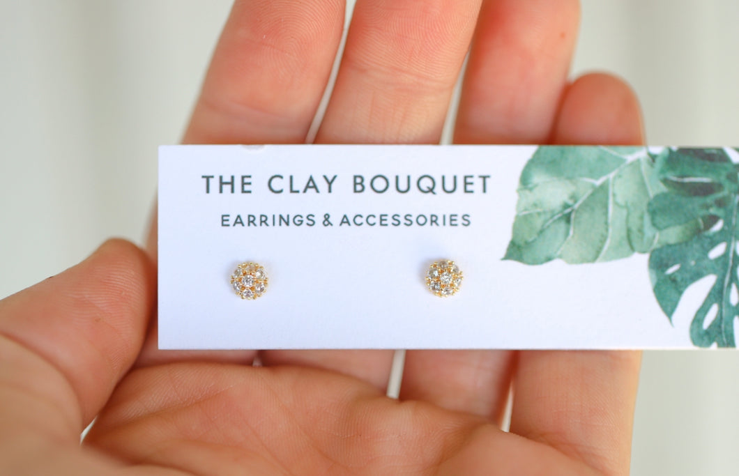 Gold earrings - CZ tiny circle