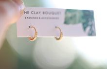 Load image into Gallery viewer, Gold earrings - tiny CZ hoop
