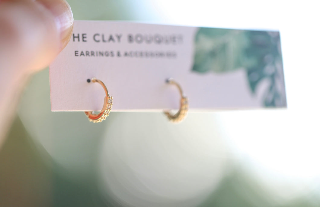 Gold earrings - tiny CZ hoop