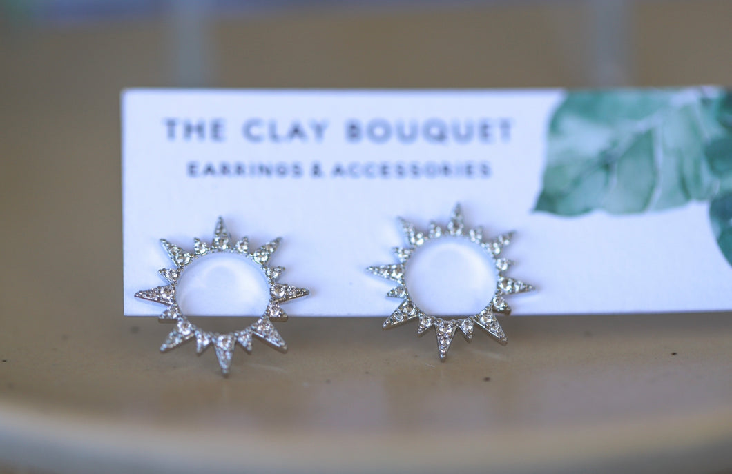 Silver earrings - CZ sun