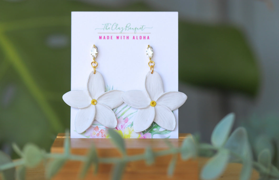 Clay - Plumeria flower earrings - medium