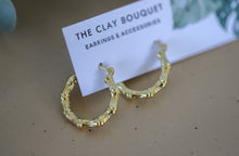 Load image into Gallery viewer, Gold earrings - bamboo hoop
