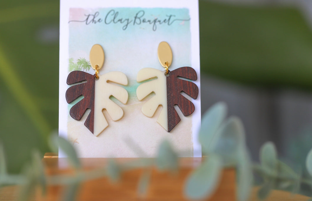 Double sided Monstera earrings