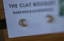 Load image into Gallery viewer, Gold earrings - CZ moon
